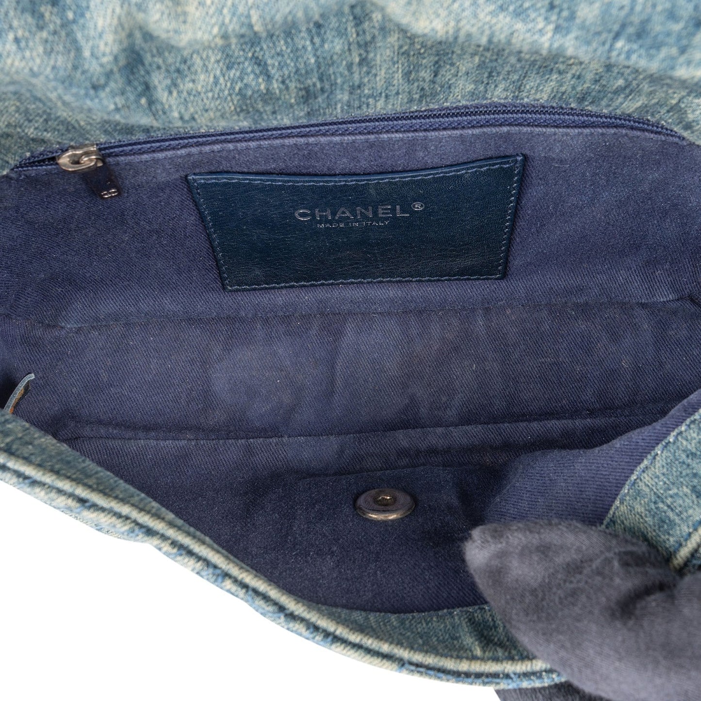 Chanel Denim Camellia Single Flap Crossbody Bag
