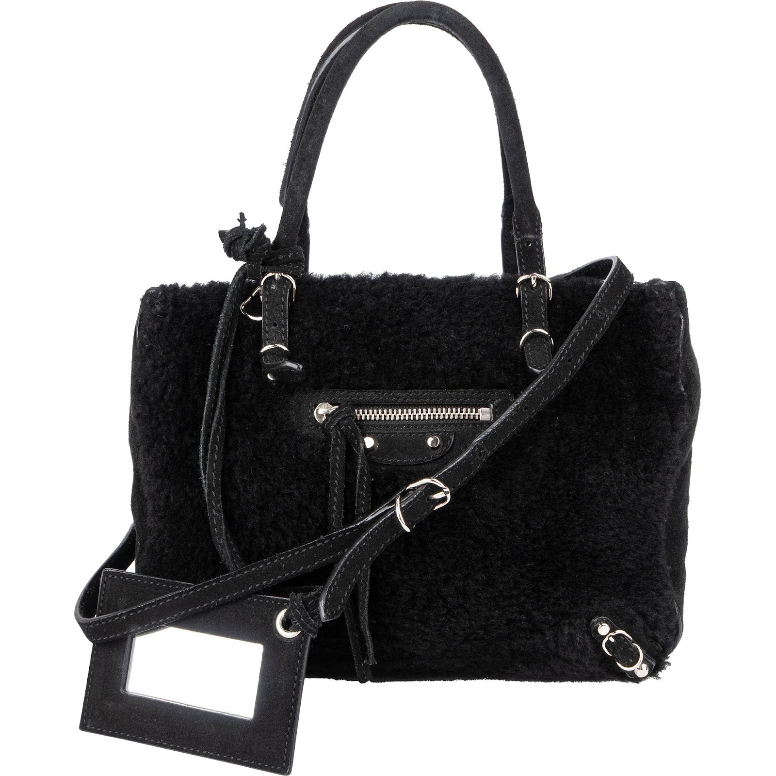 Balenciaga Shearling & Suede Mini Classic City Handbag