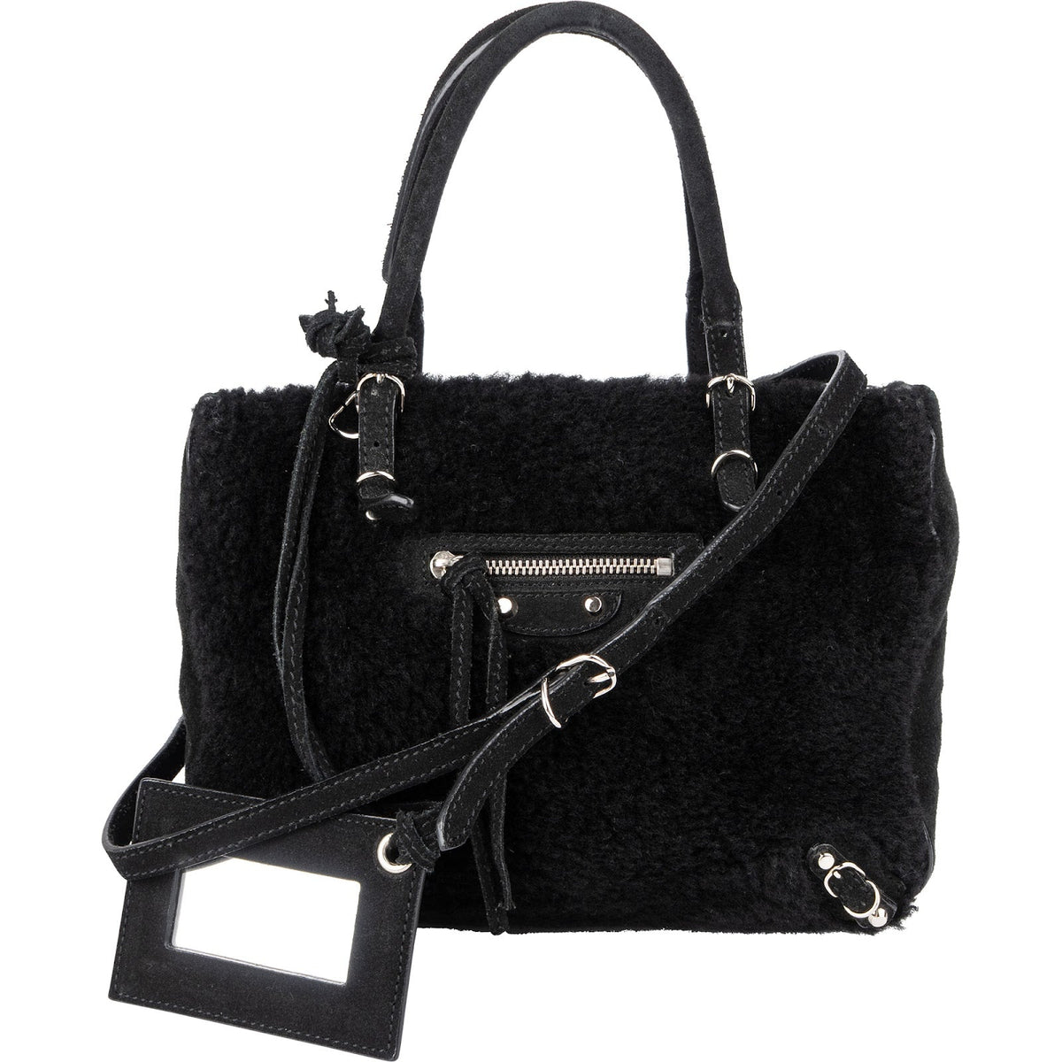 Balenciaga Shearling & Suede Mini Classic City Handbag