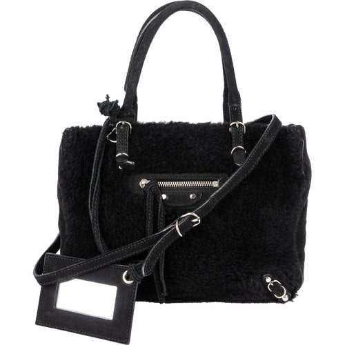 Balenciaga Shearling & Suede Mini Classic City Handbag