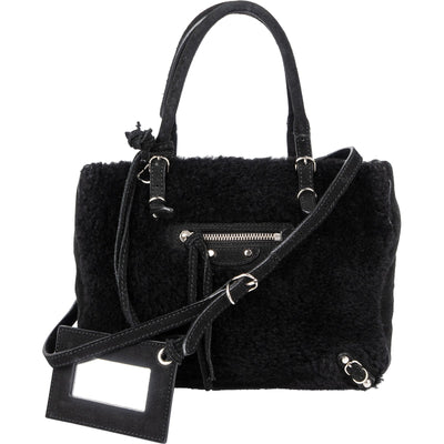 Balenciaga Shearling & Suede Mini Classic City Handbag
