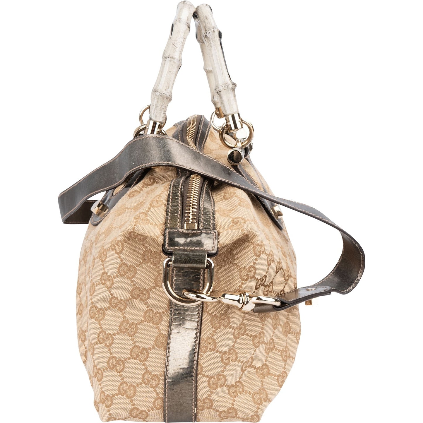 Gucci Monogram GG Bamboo Top Handle Handbag