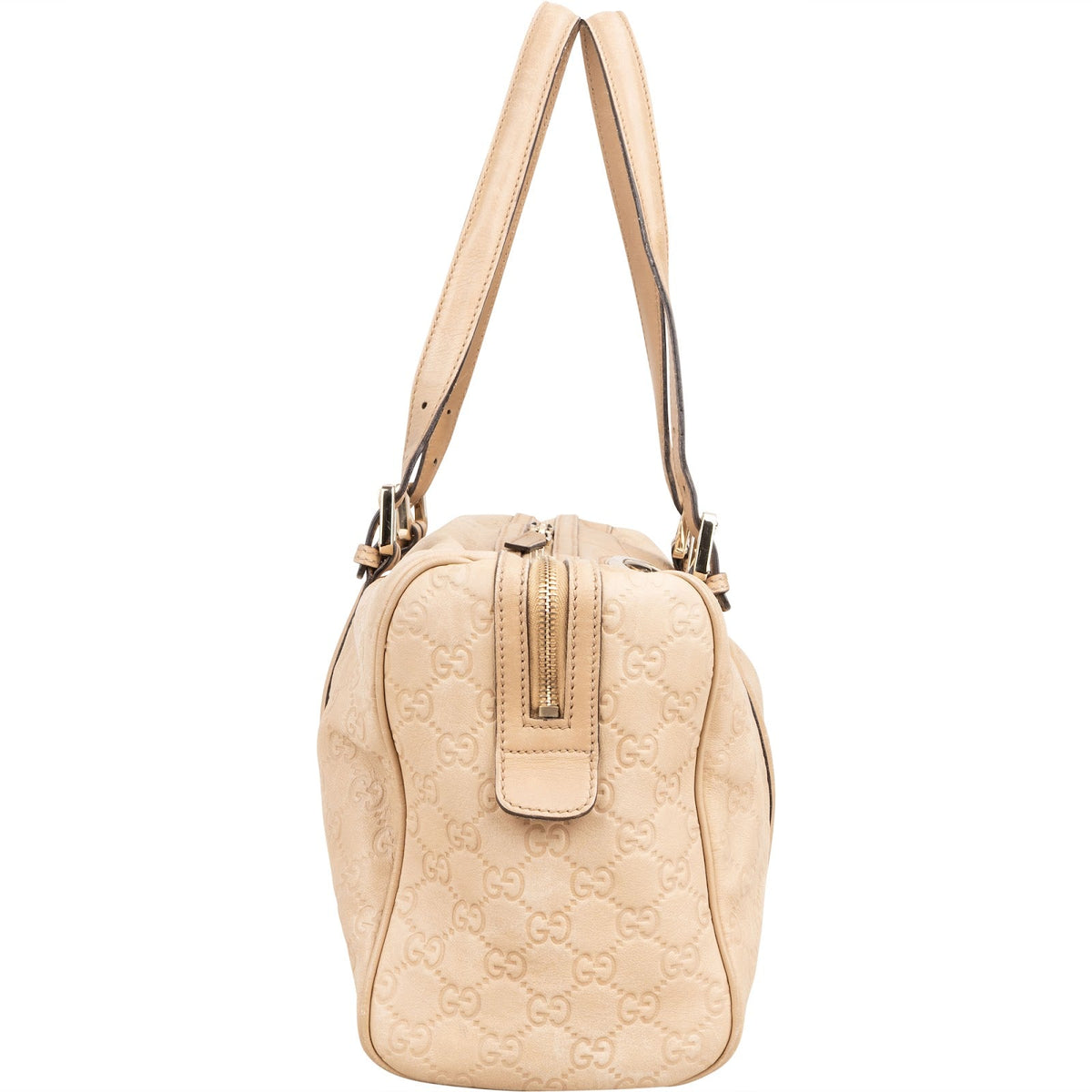 Gucci Beige Guccissima Leather Web GG Boston Shoulder Bag