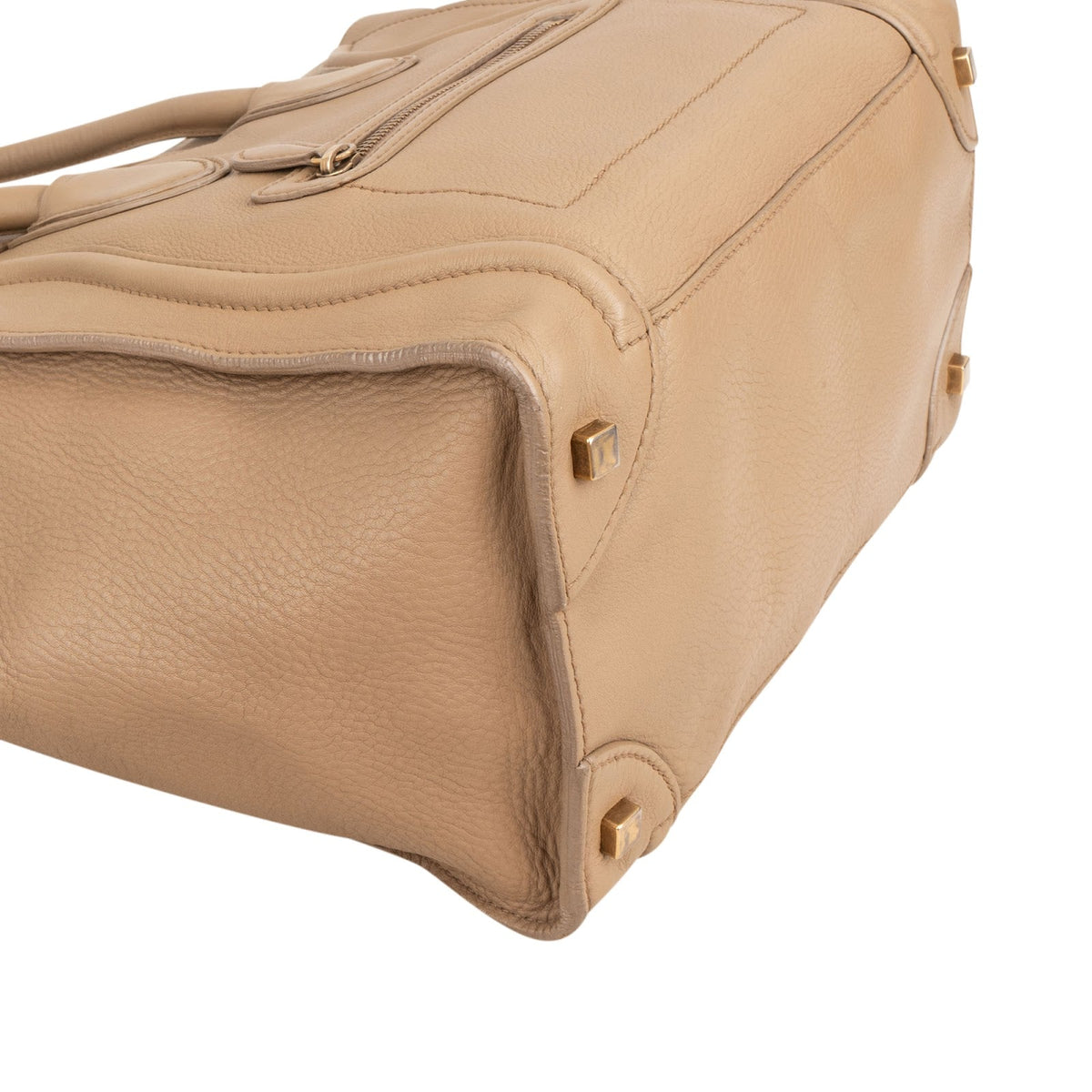 Céline Drummed Calfskin Luggage Tote Handbag