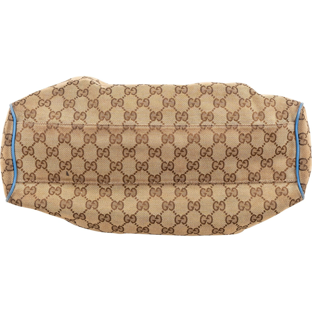 Gucci Monogram GG Canvas Blue Leather Sukey Handbag