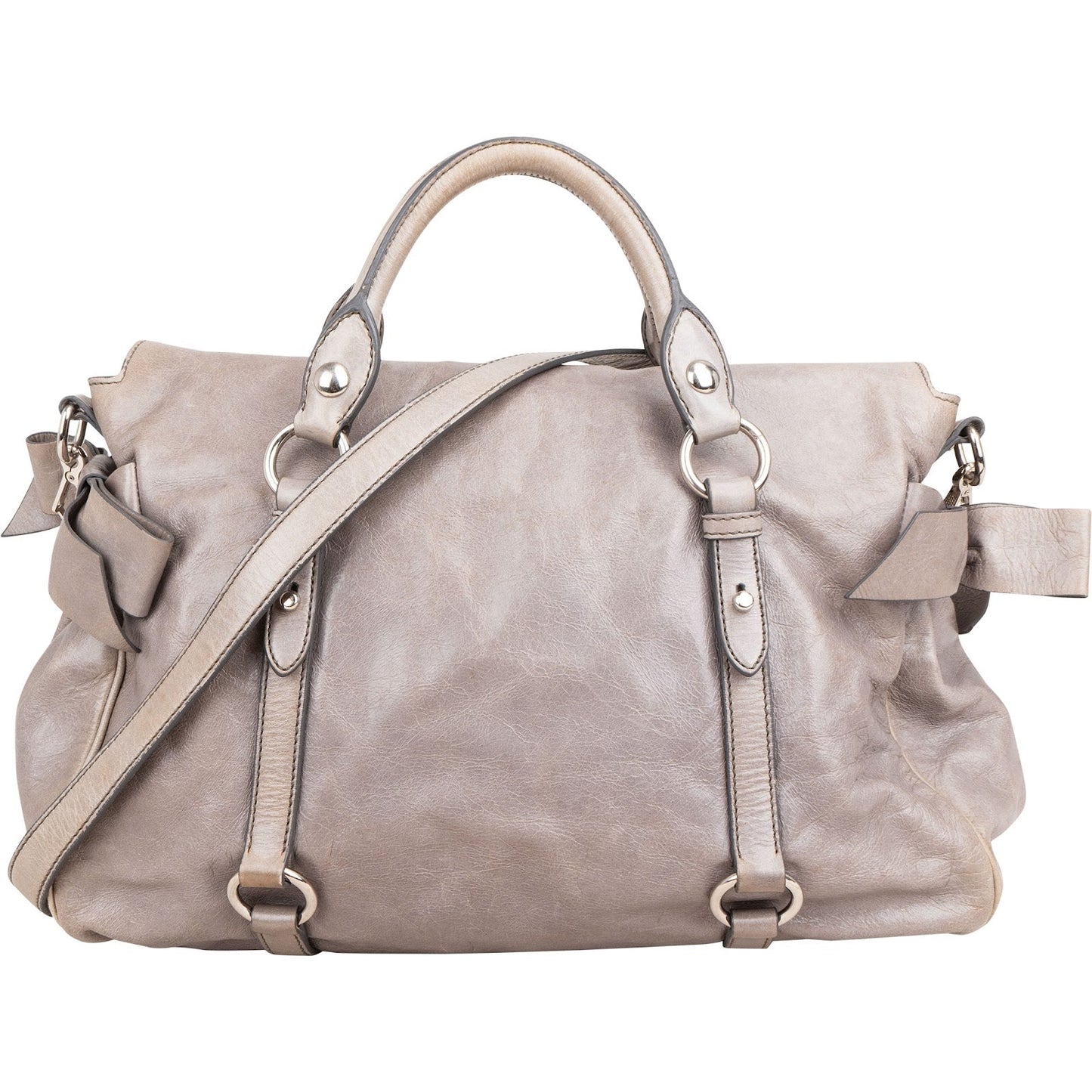 Miu Miu Vitello Lux Leather Bow Handbag