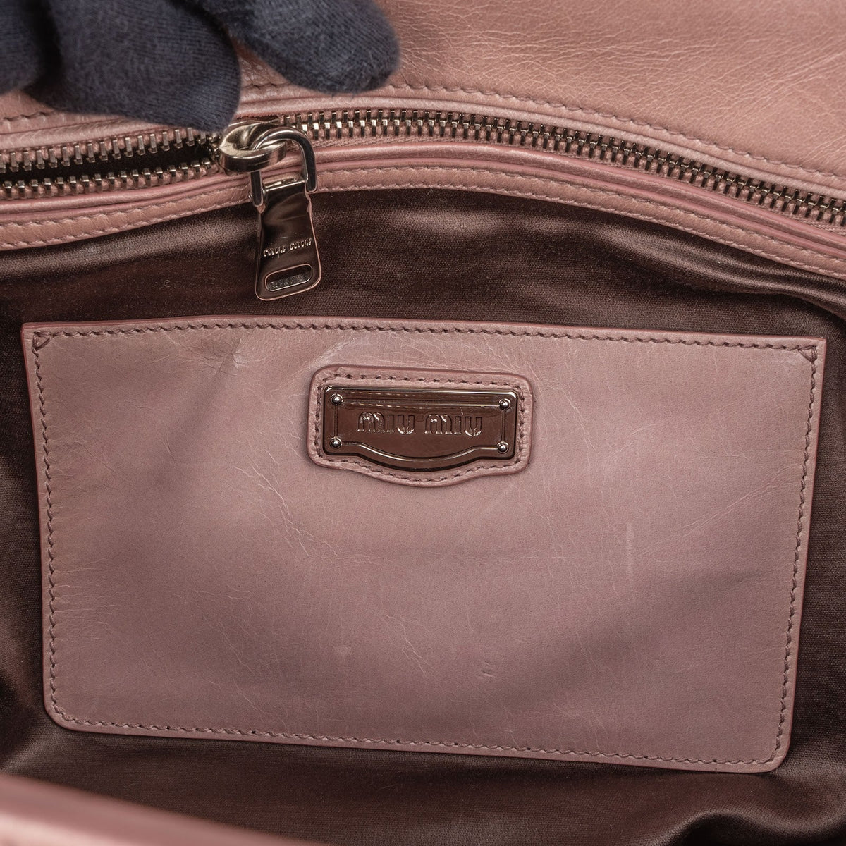 Miu Miu Vitello Lux Shine Leather Tote Satchel Handbag