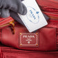 Prada Red Vitello Daino Leather Satchel City Handbag