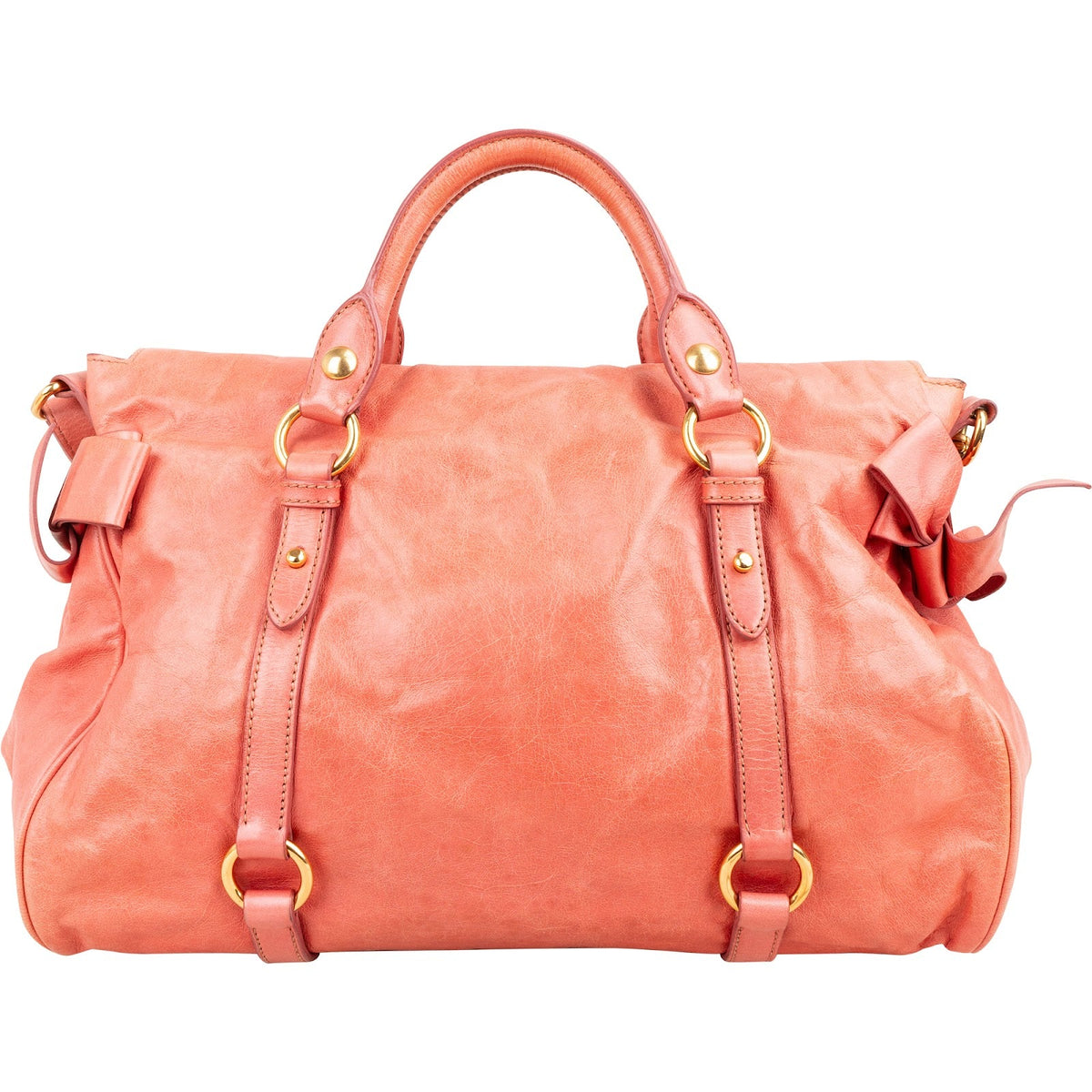 Miu Miu Pink Vitello Lux Leather Bow Handbag