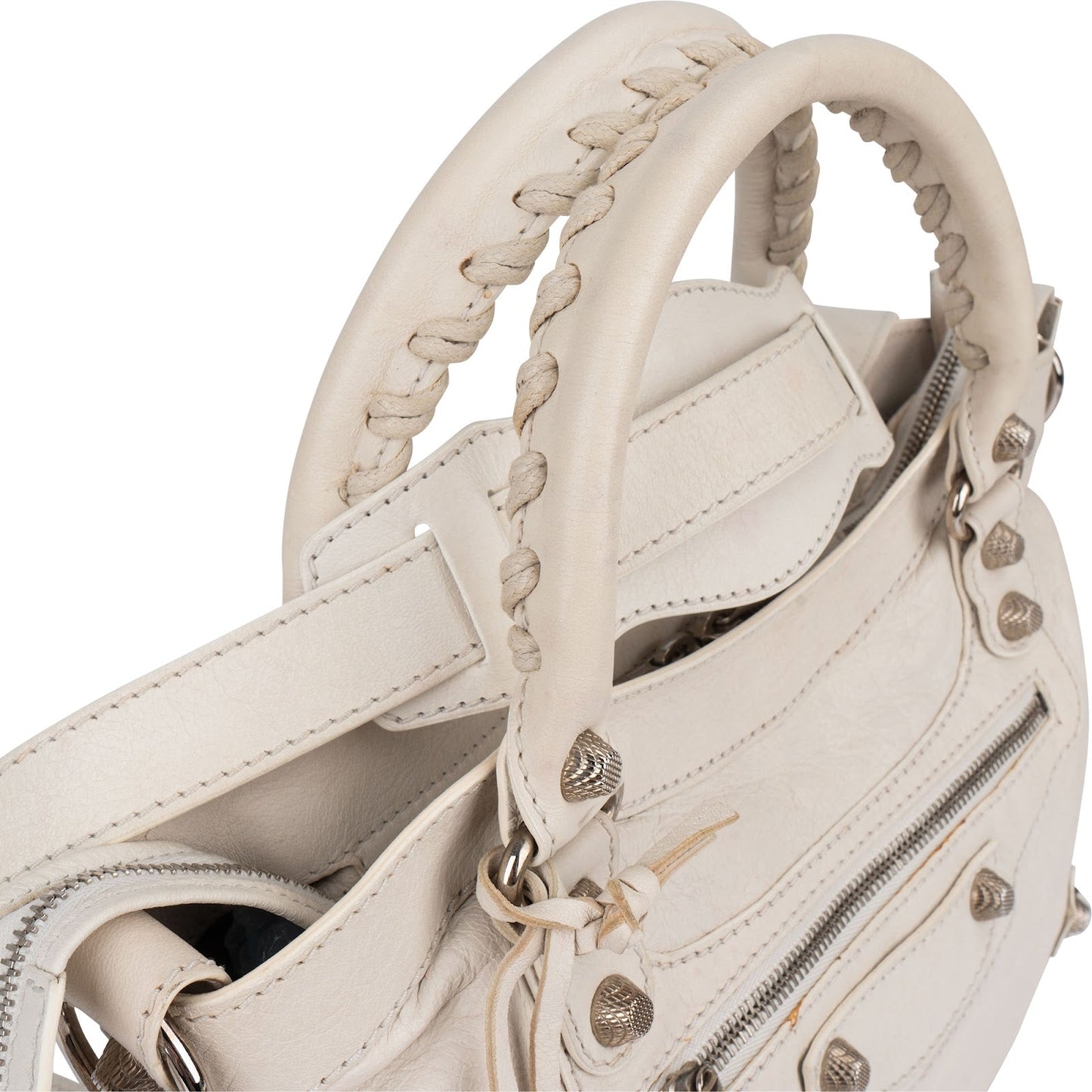 Balenciaga White Leather Small City Handbag
