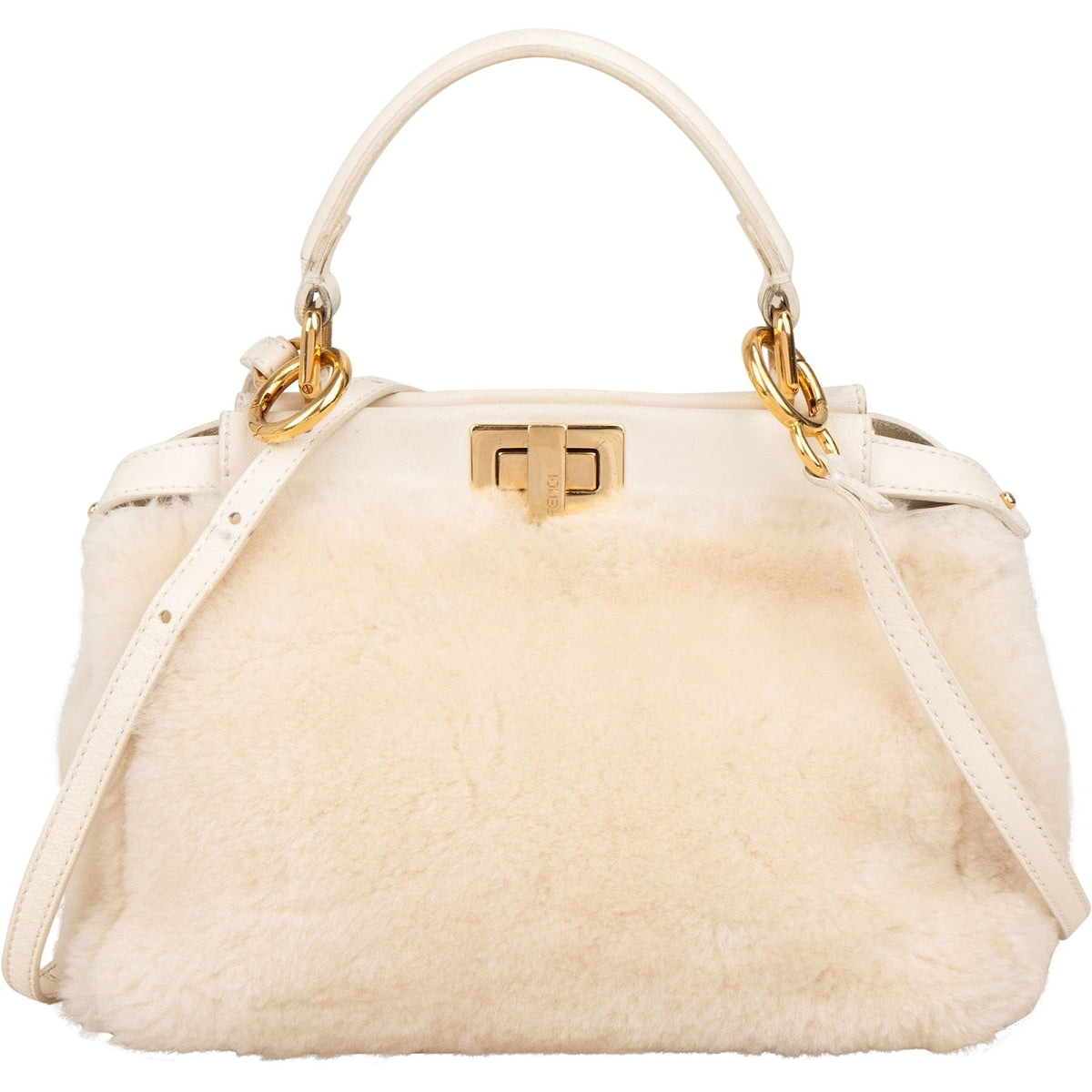 Fendi Shearling Mini Peekaboo Handbag
