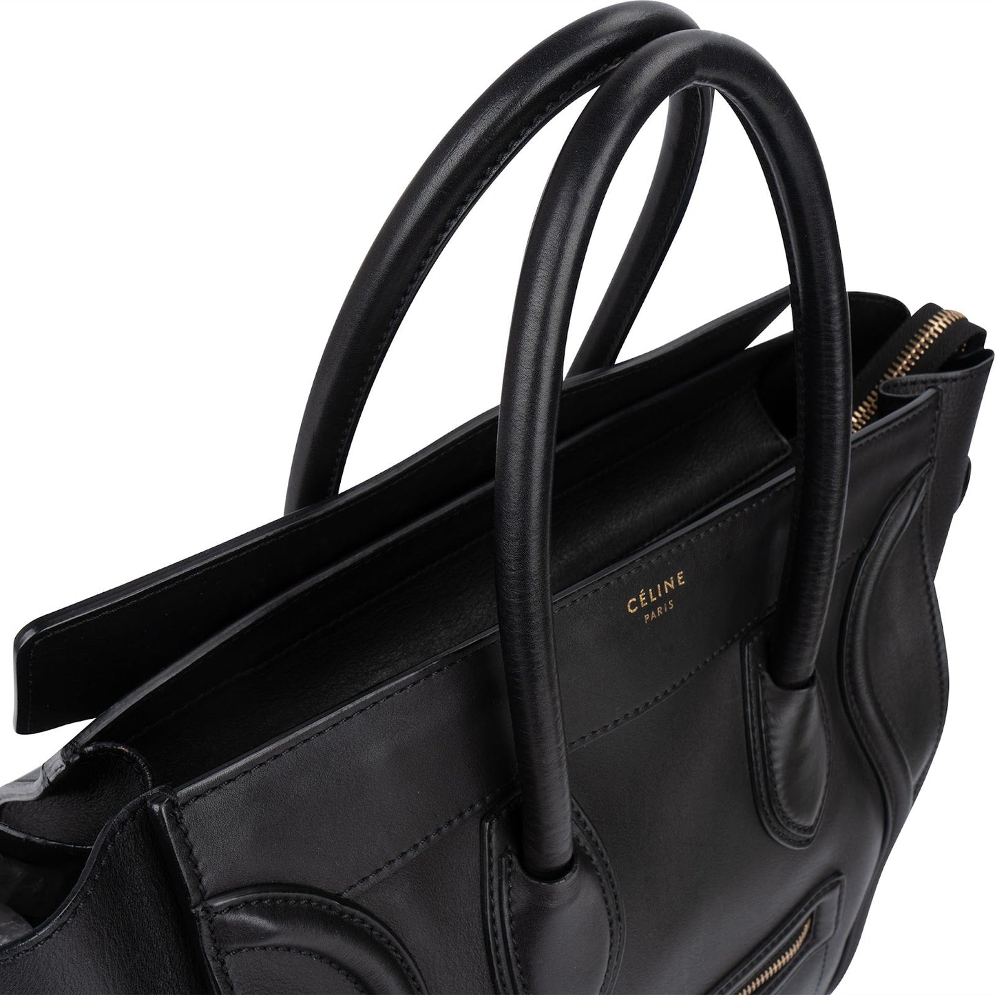 Celine Black Leather Luggage Handbag