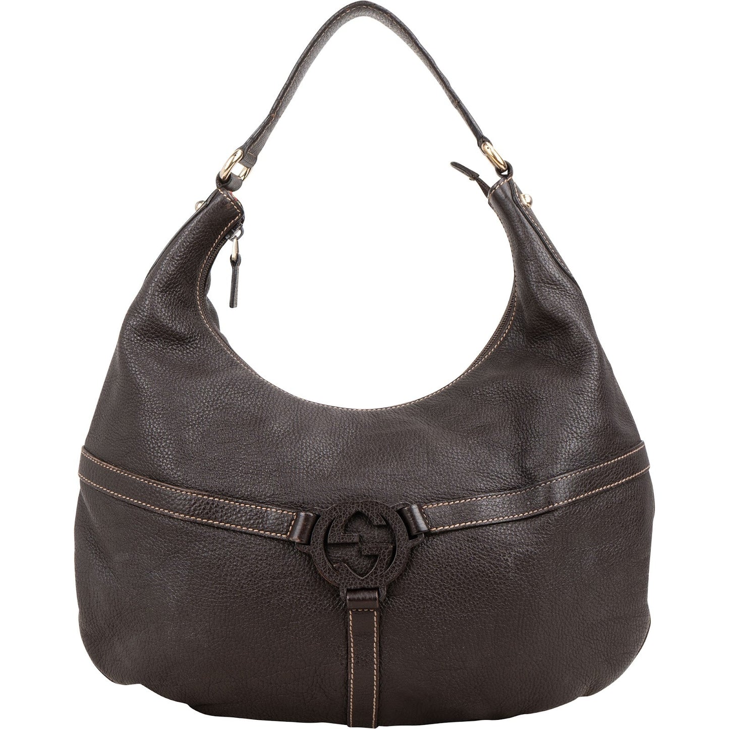 Gucci Pebbled Leather Interlocking G Hobo Shoulder Bag