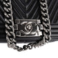 Chanel Chevron Calfskin Palladium Medium Boy Single Crossbody Bag
