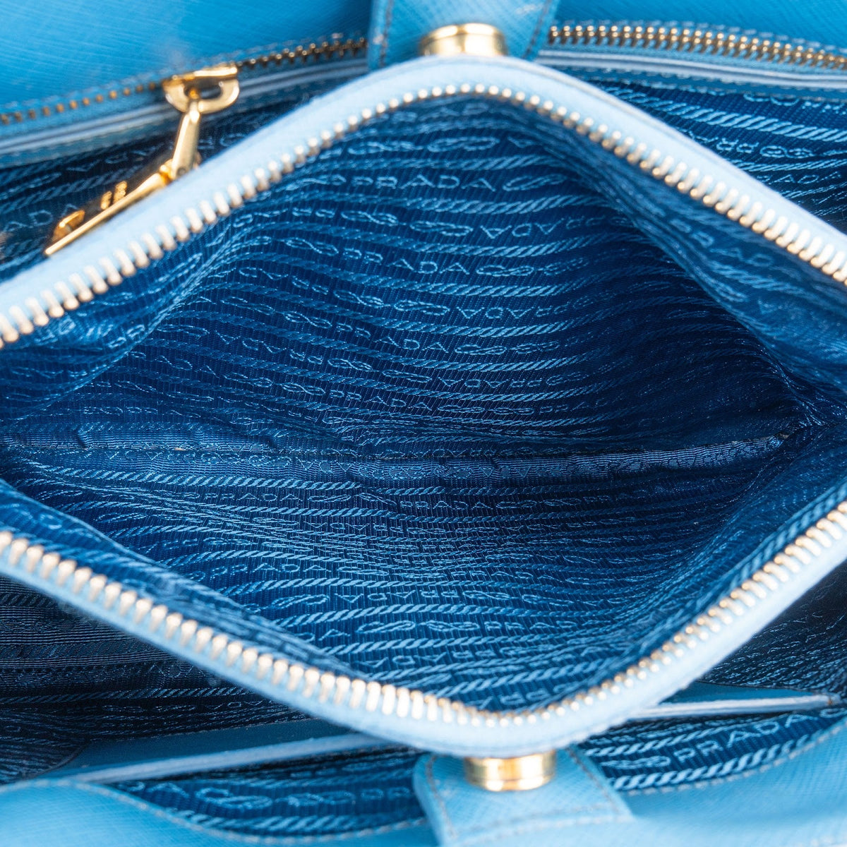 Prada Blue Saffiano Leather Galleria Handbag