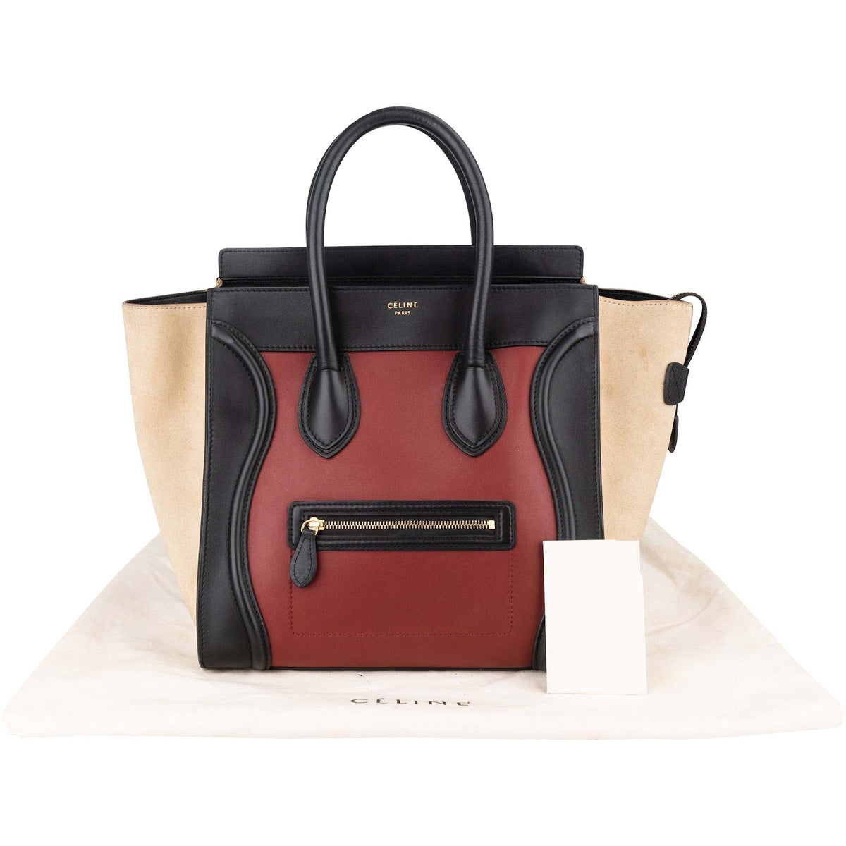 Celine Luggage aus zweifarbigem Wildleder und Leder – Ansicht 2