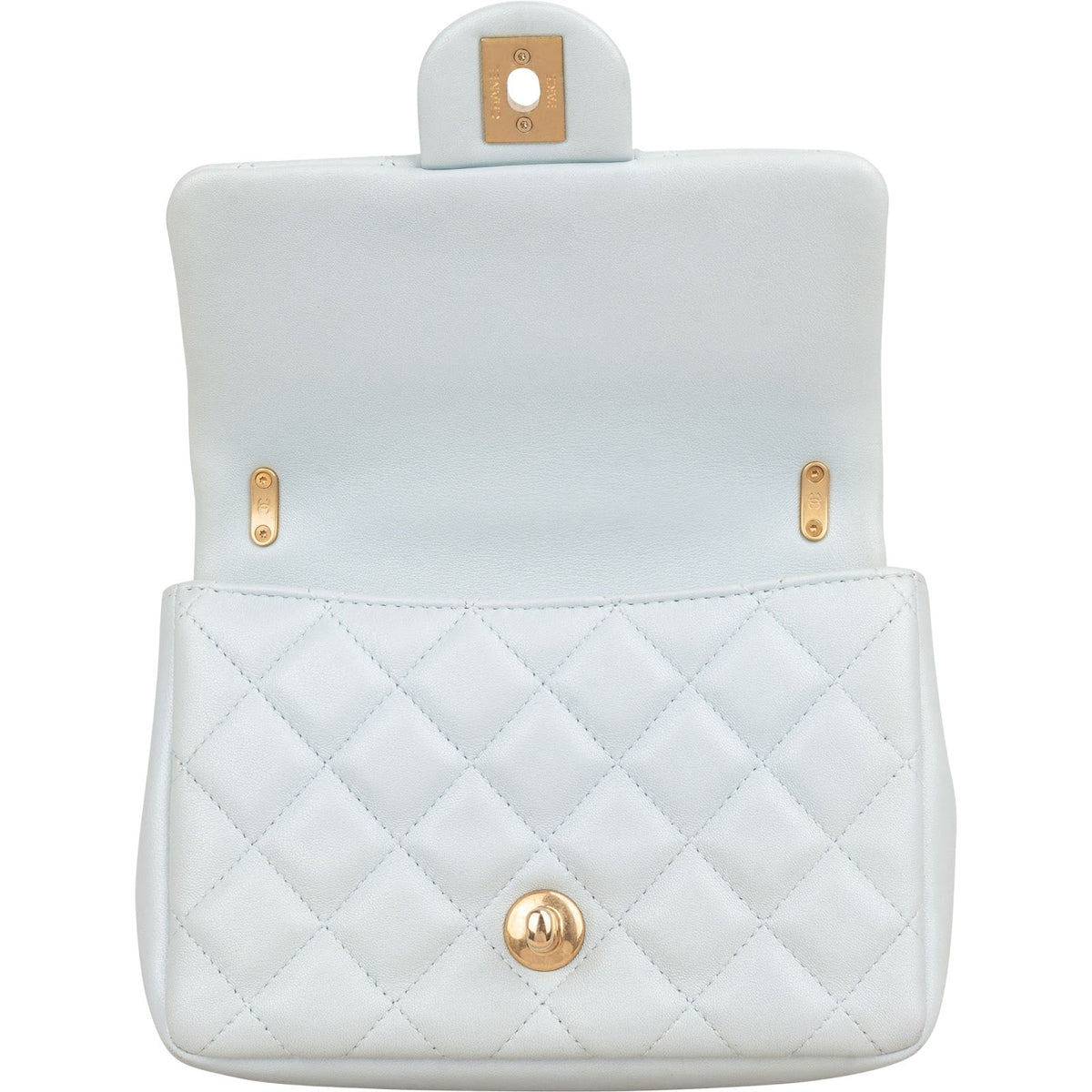 Chanel Quilted Lambskin Mini Single Flap Pearl Handle Crossbody Bag