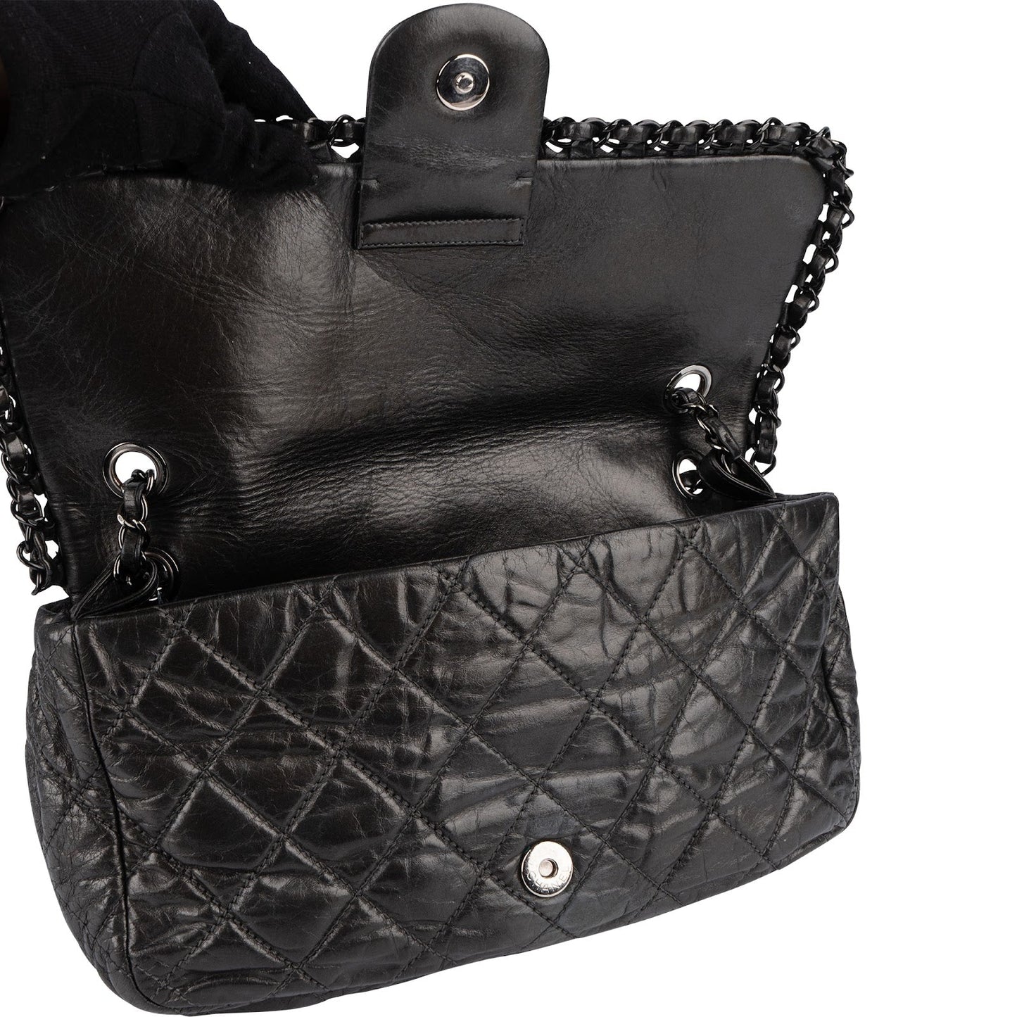 Chanel Quilted Calfskin Chain Me East West Single Flap Shoulder Bag