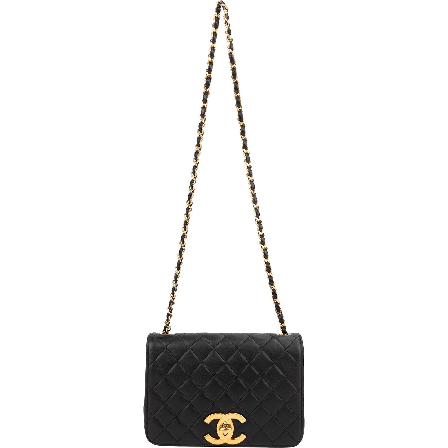 Chanel Quilted Lambskin 24K Gold Single Flap Shoulder Bag