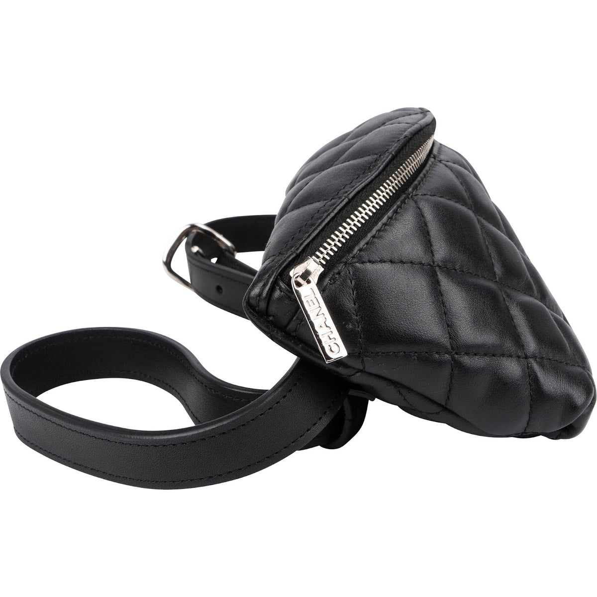Chanel Uniform Belt Bag aus schwarzem gestepptem Lammleder – Ansicht 3