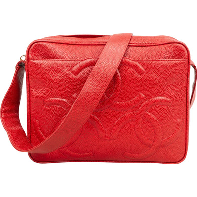 Chanel Caviar Leather Triple CC Large Camera Knot Shoulder Bag