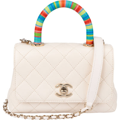 Chanel Quilted Leather Coco Rainbow Top Handle Flap Handbag