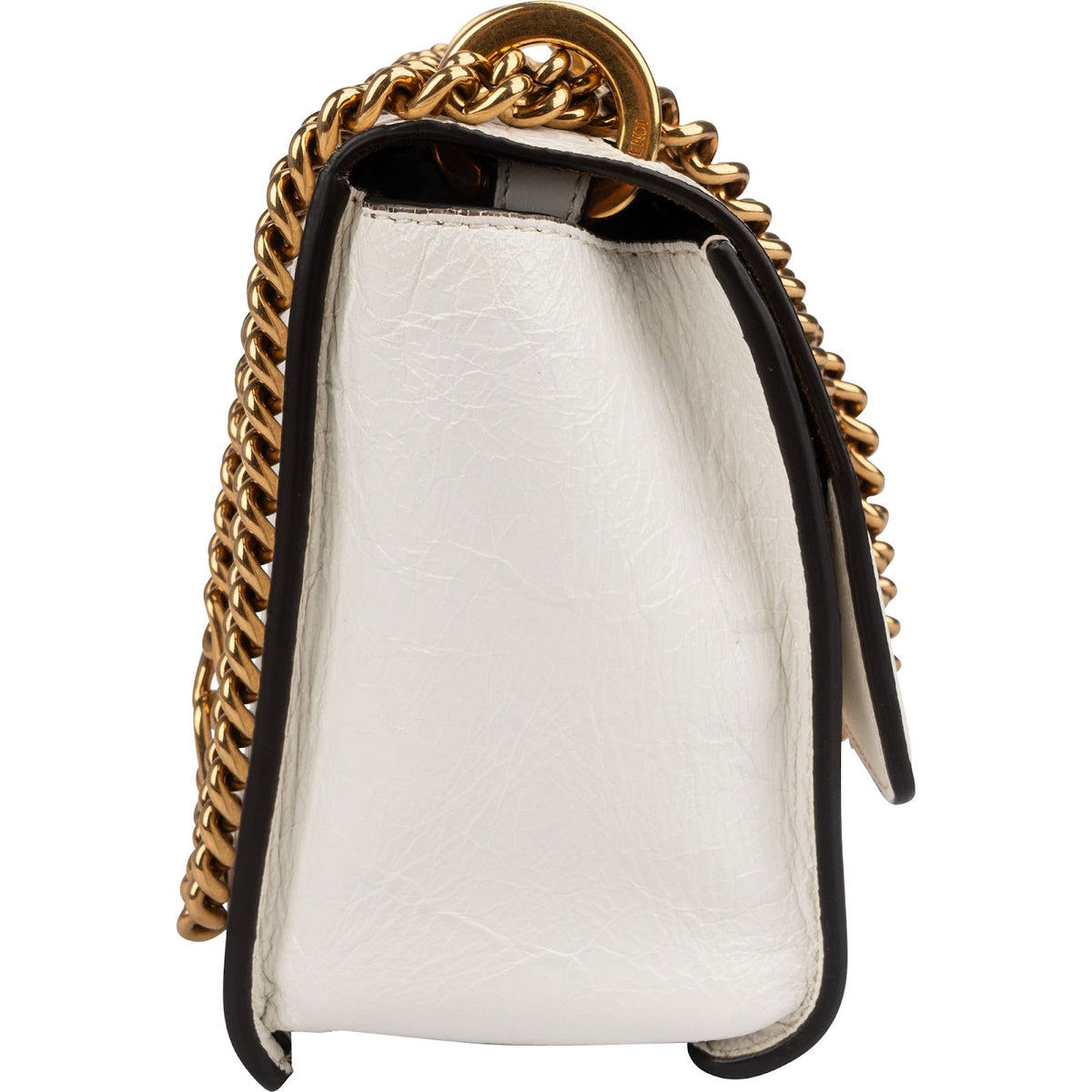 Fendi Kan U Flap aus weißem Lackleder – Ansicht 3