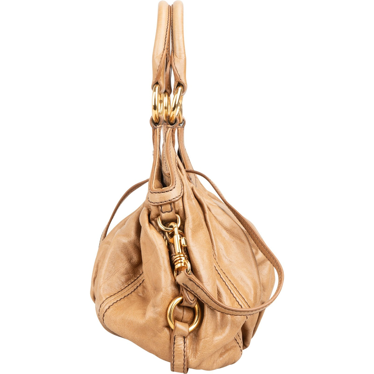 Miu Miu Hobo aus beigem Vitello-Lux-Leder – Ansicht 4