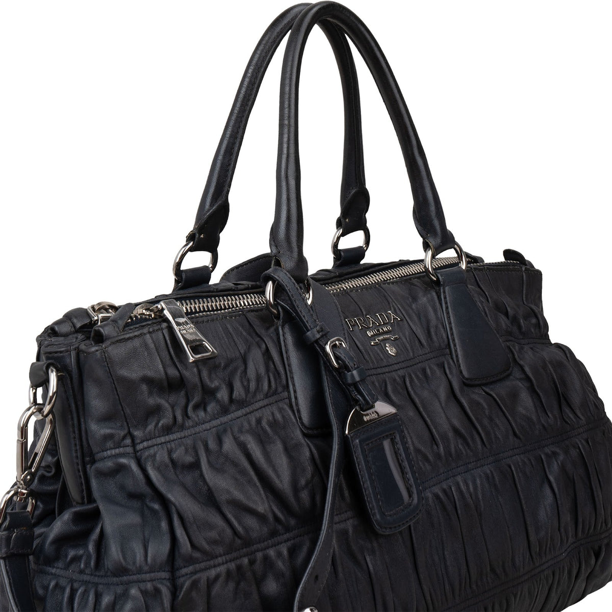 Prada Quiilted Nappa Leather Gaufre Satchel Handbag