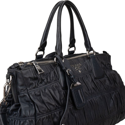 Prada Quiilted Nappa Leather Gaufre Satchel Handbag