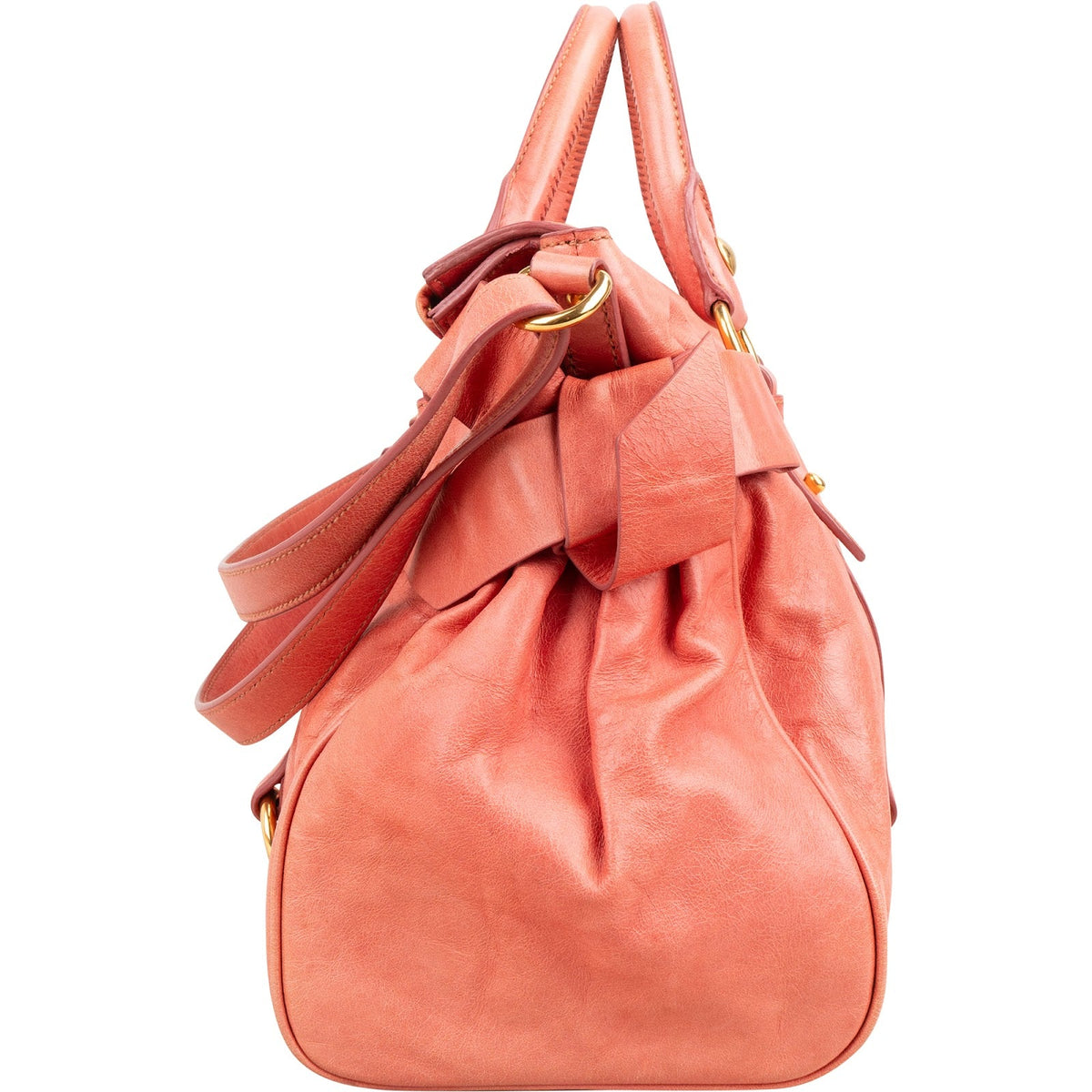 Miu Miu Pink Vitello Lux Leather Bow Handbag