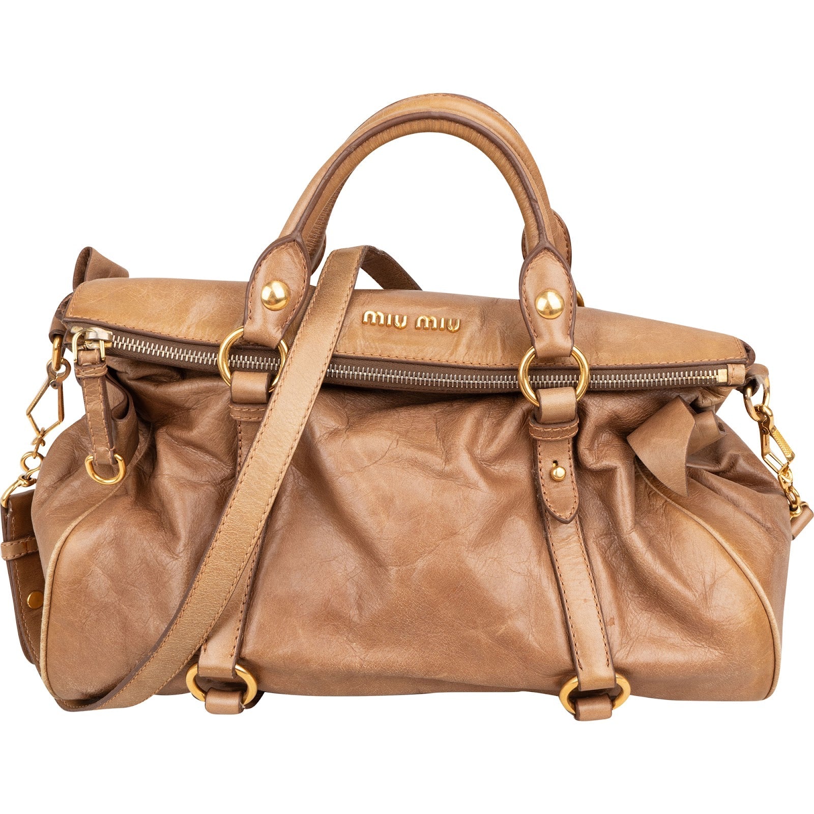 Miu Miu Vitello Lux Leather Bow Bag Handbag