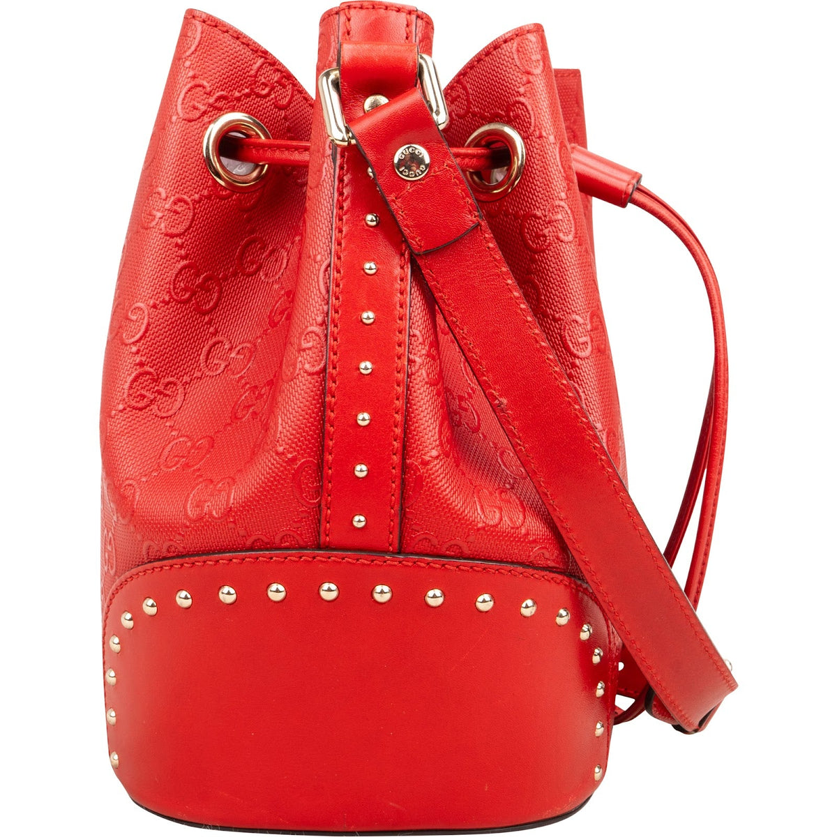 Gucci Guccissima Leather Studded Bucket Crossbody Bag