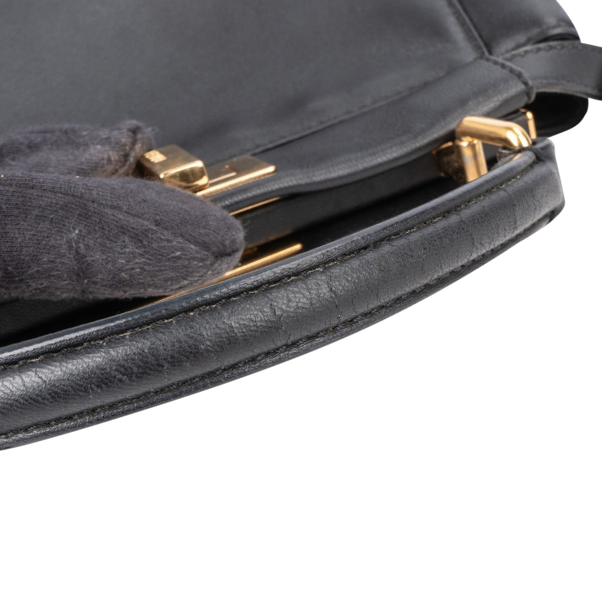 Fendi Black Leather Mini Peekaboo Handbag