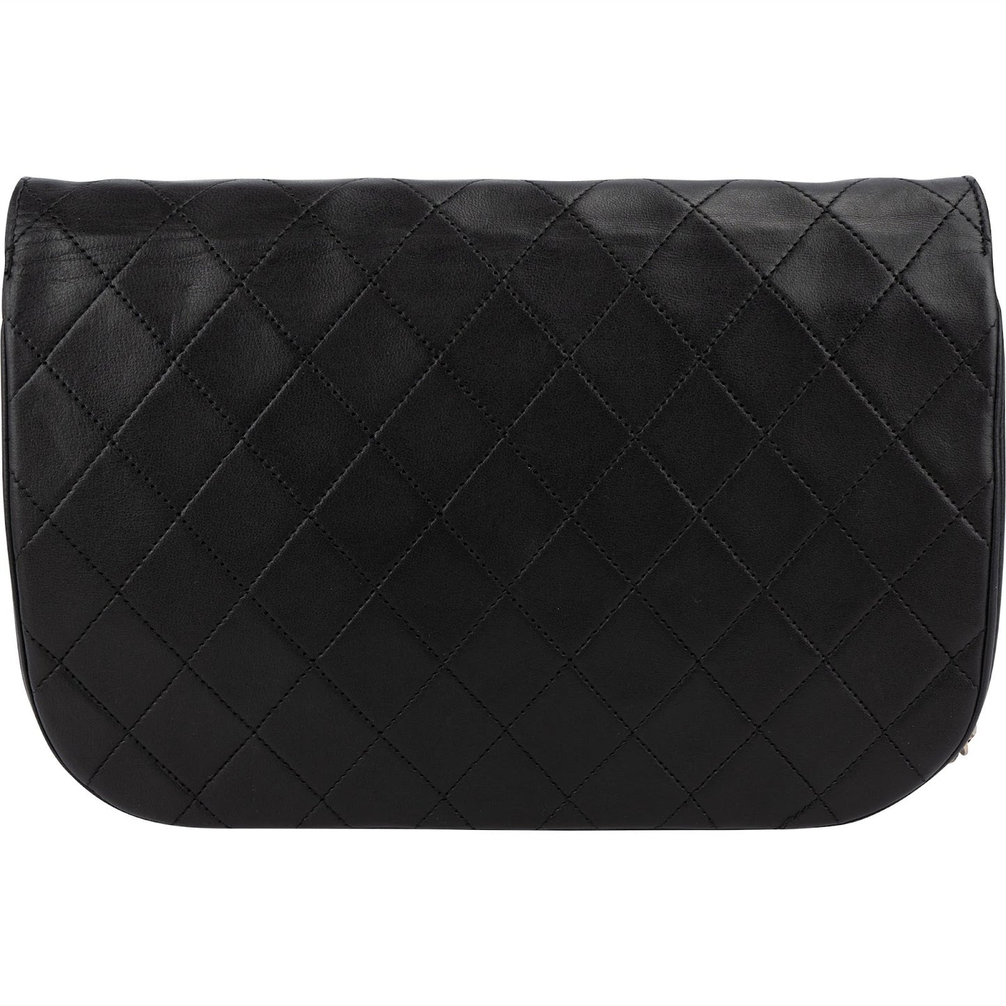 Chanel Quilted Lambskin Half Moon 24K Gold Double Flap Shoulder Bag