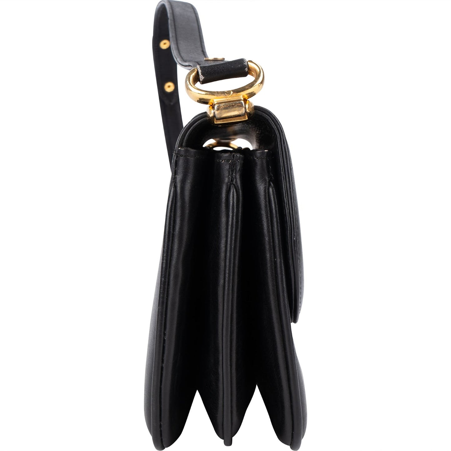 Celine Black Leather Triomphe Shoulder Bag