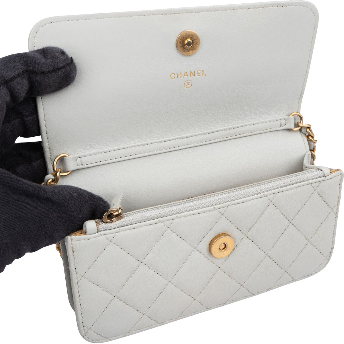 Chanel Quilted Lambskin Mini Adjustable Wallet On Chain Crossbody Bag