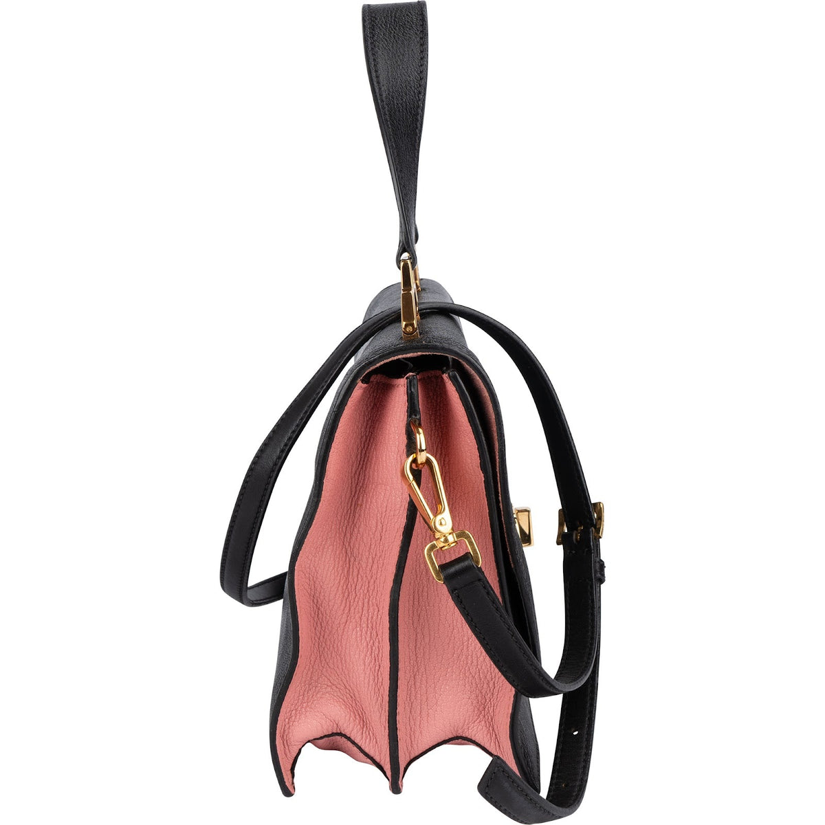 Miu Miu Black Madras Leather Top Handle Crossbody Handbag