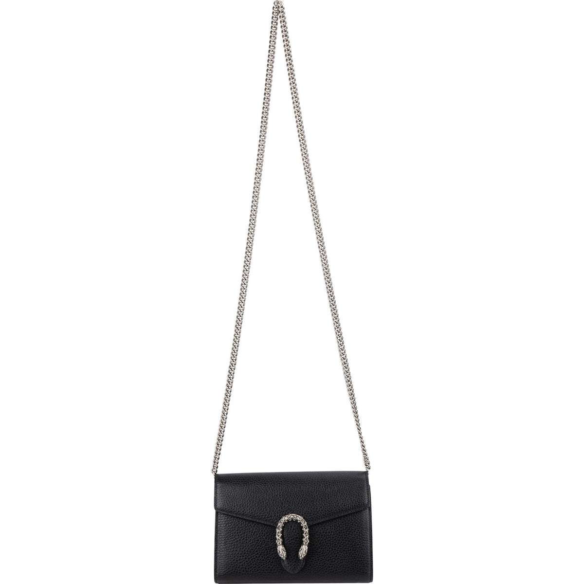 Gucci Grained Leather Crystal Dionysus Mini Chain Wallet Crossbody Bag