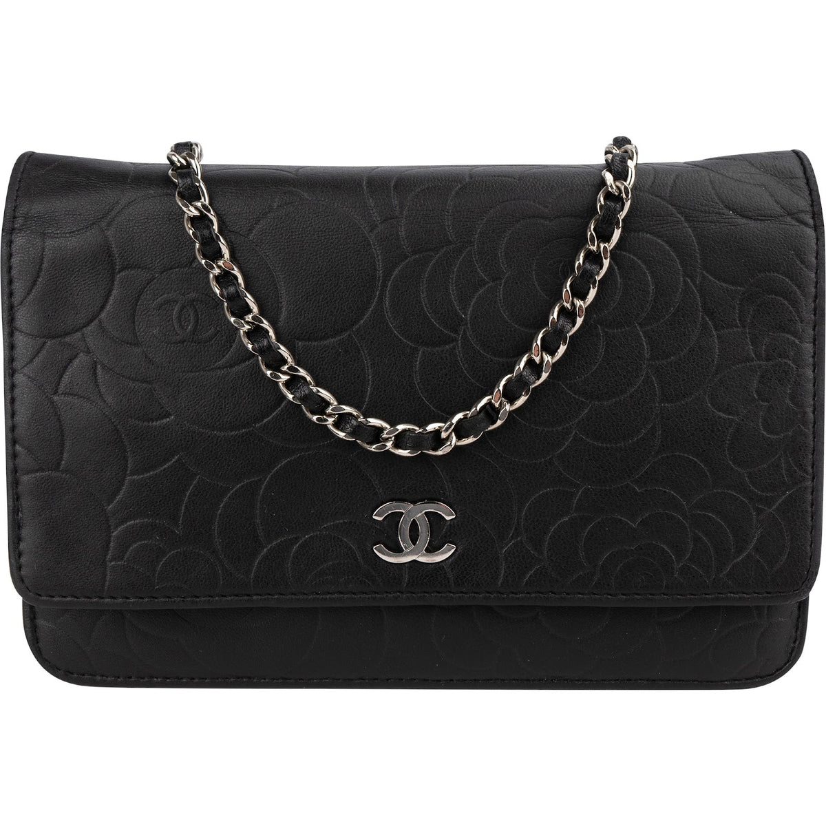Chanel Camellia Embossed Wallet on Chain Crossbody Bag