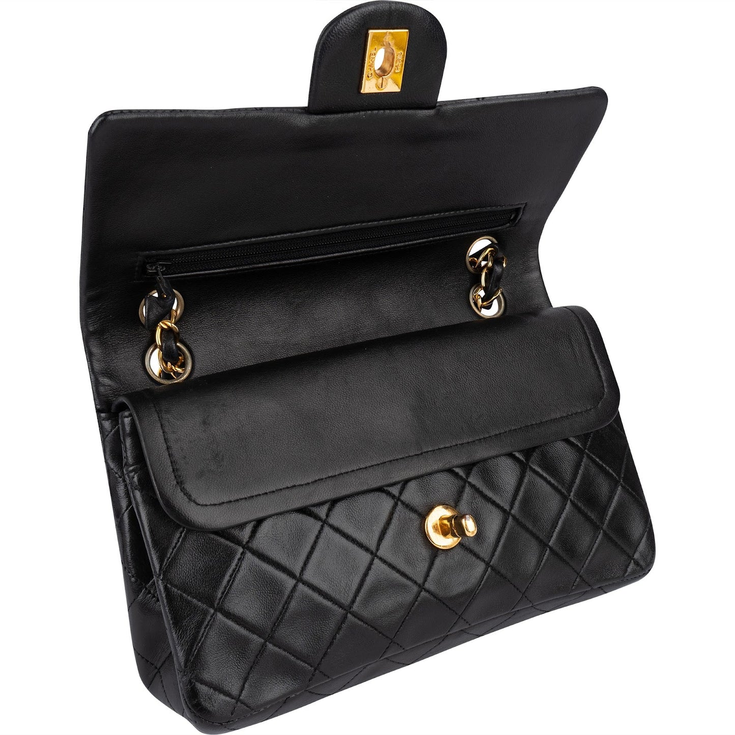 Chanel Quilted Lambskin 24K Gold Small Double Flap Shoulder Bag