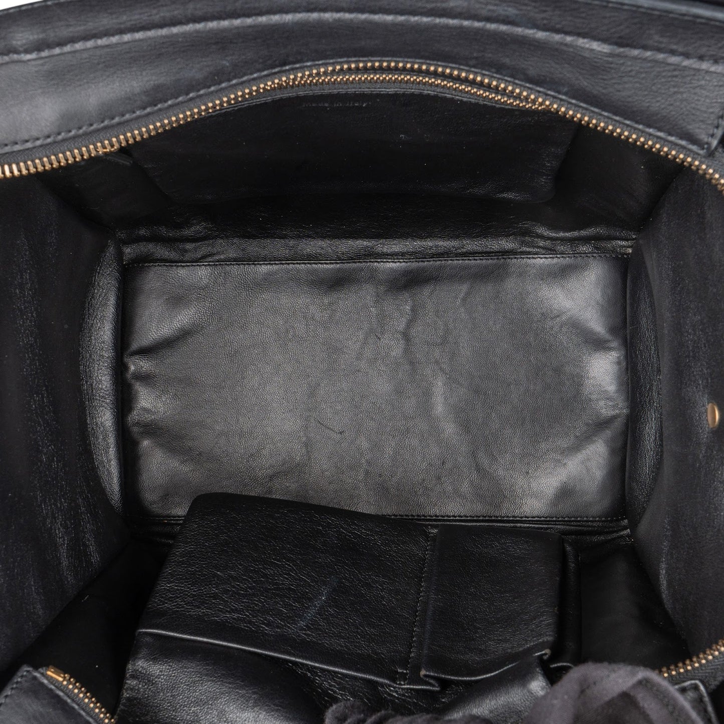 Celine Black Leather Luggage Handbag