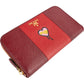 Prada Saffiano Leather Heart Print Zip Around Wallet