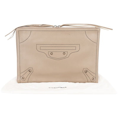 Balenciaga Perforated Leather Blackout City Bag Clutch