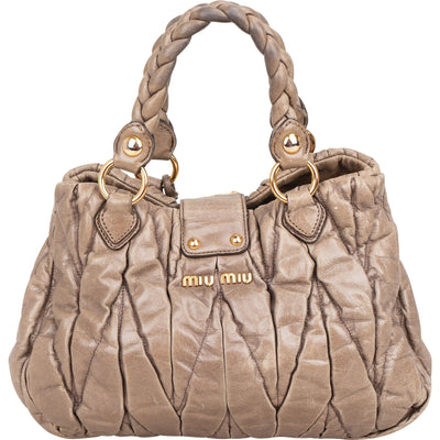 Miu Miu Vitello Lux Quilted Leather City Handbag