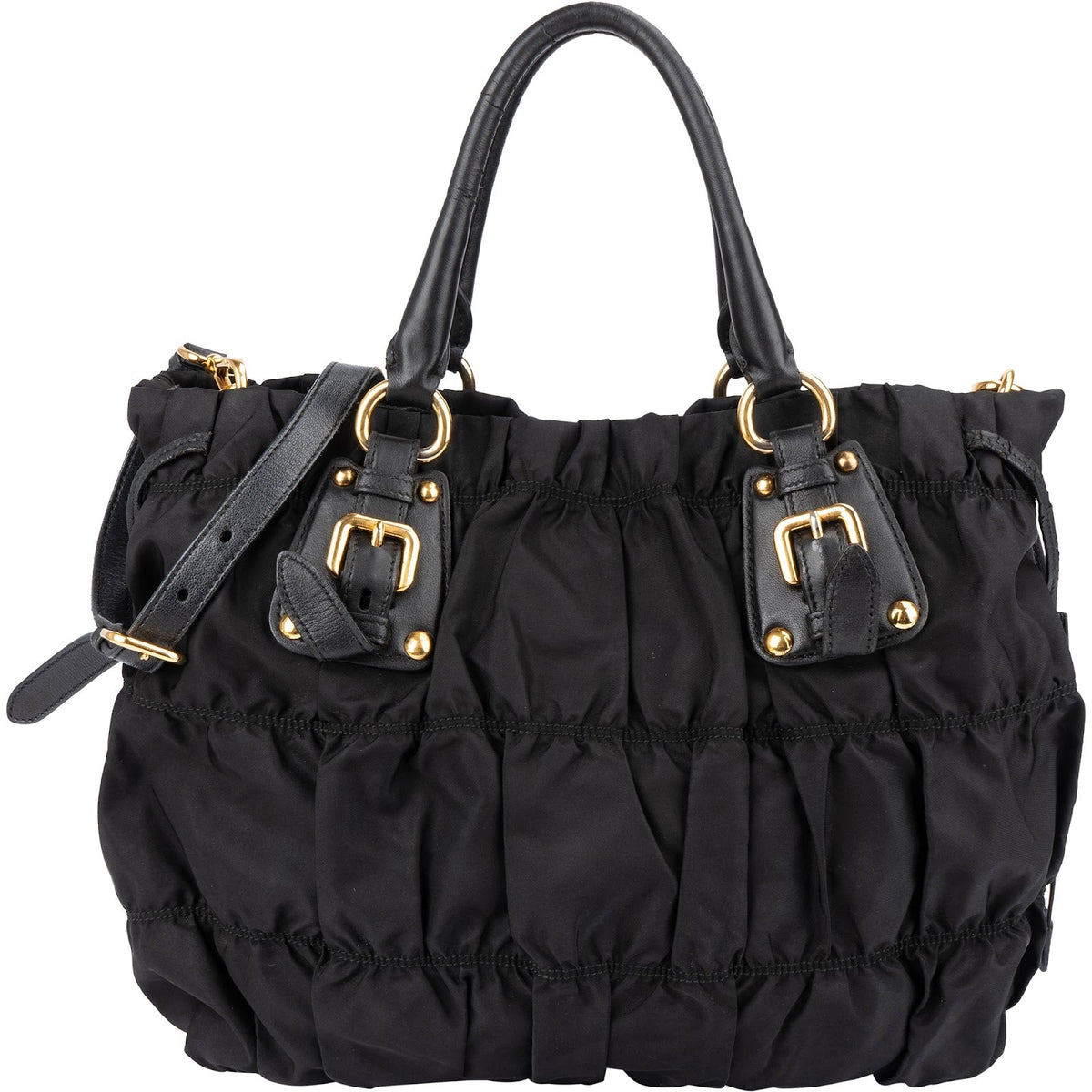 Prada Schwarz Tessuto Gaufre Drawstring Tote, Bild 5 von 13