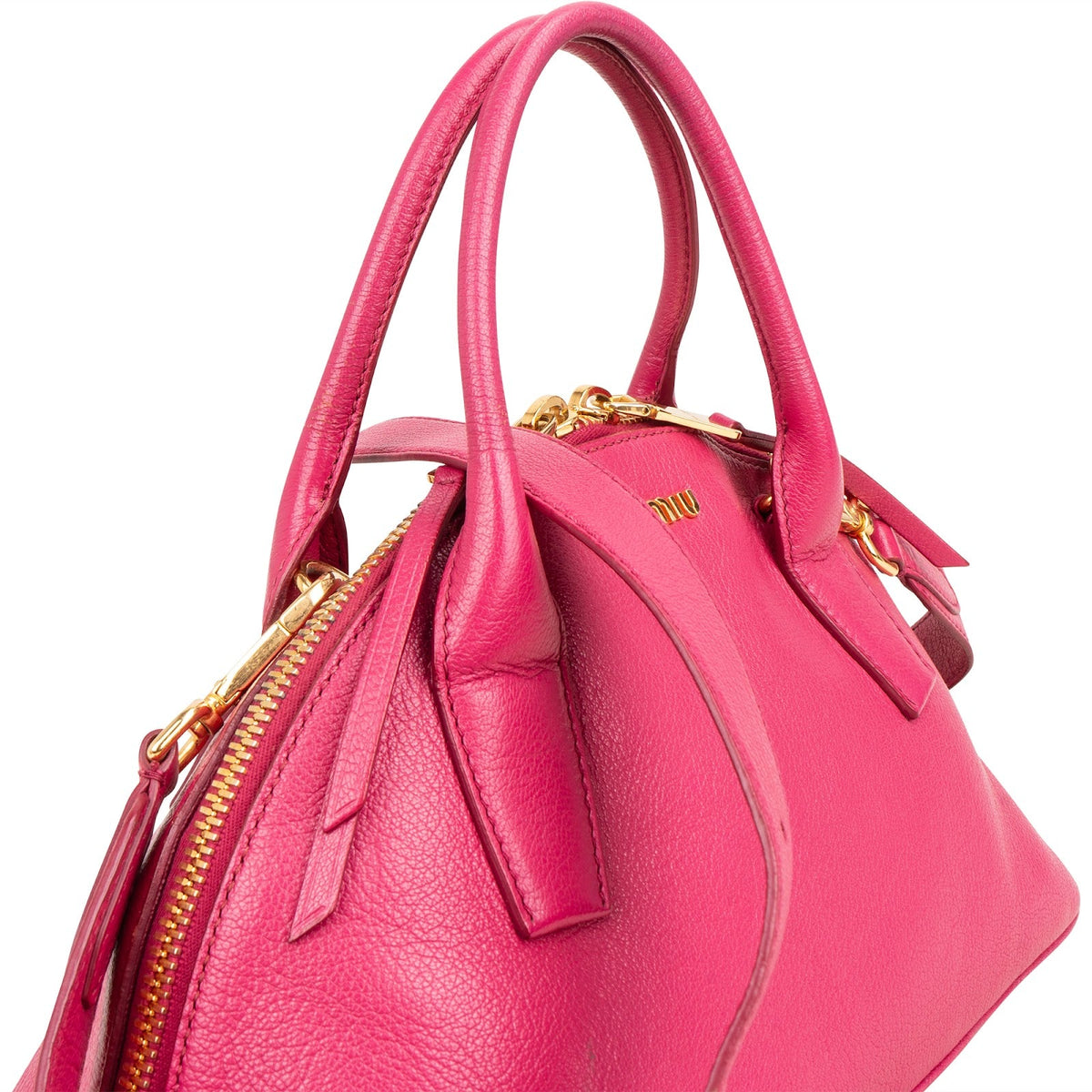 Miu Miu Bauletto Dome aus rosa Madras-Leder – Ansicht 3