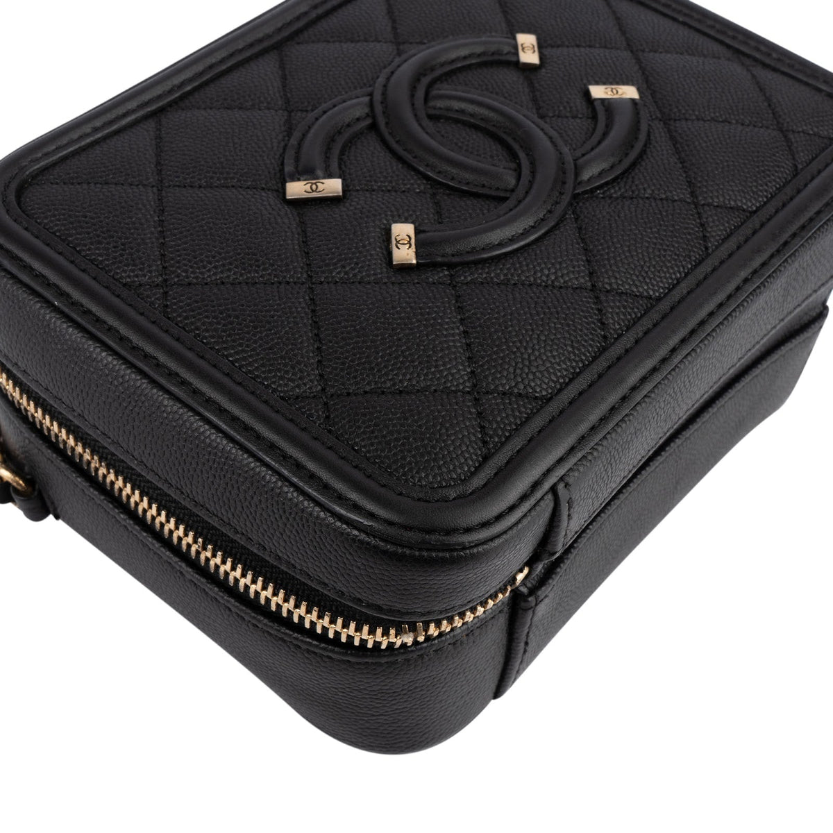 Chanel Quilted Caviar Leather CC Filigree Crossbody Bag