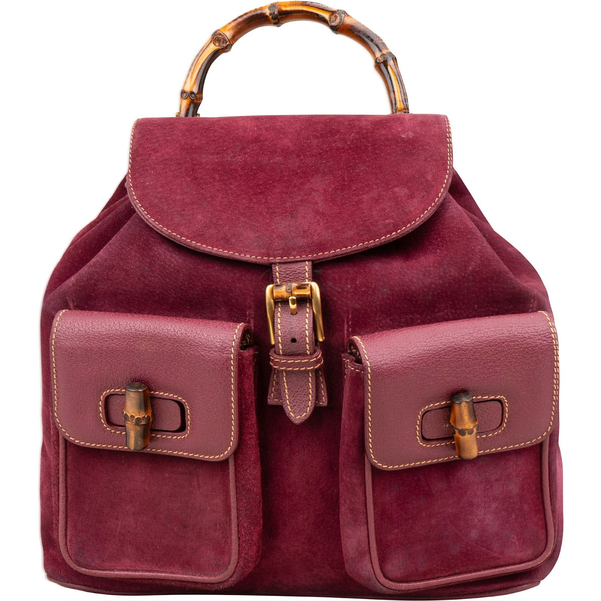 Gucci Suede Bamboo Backpack