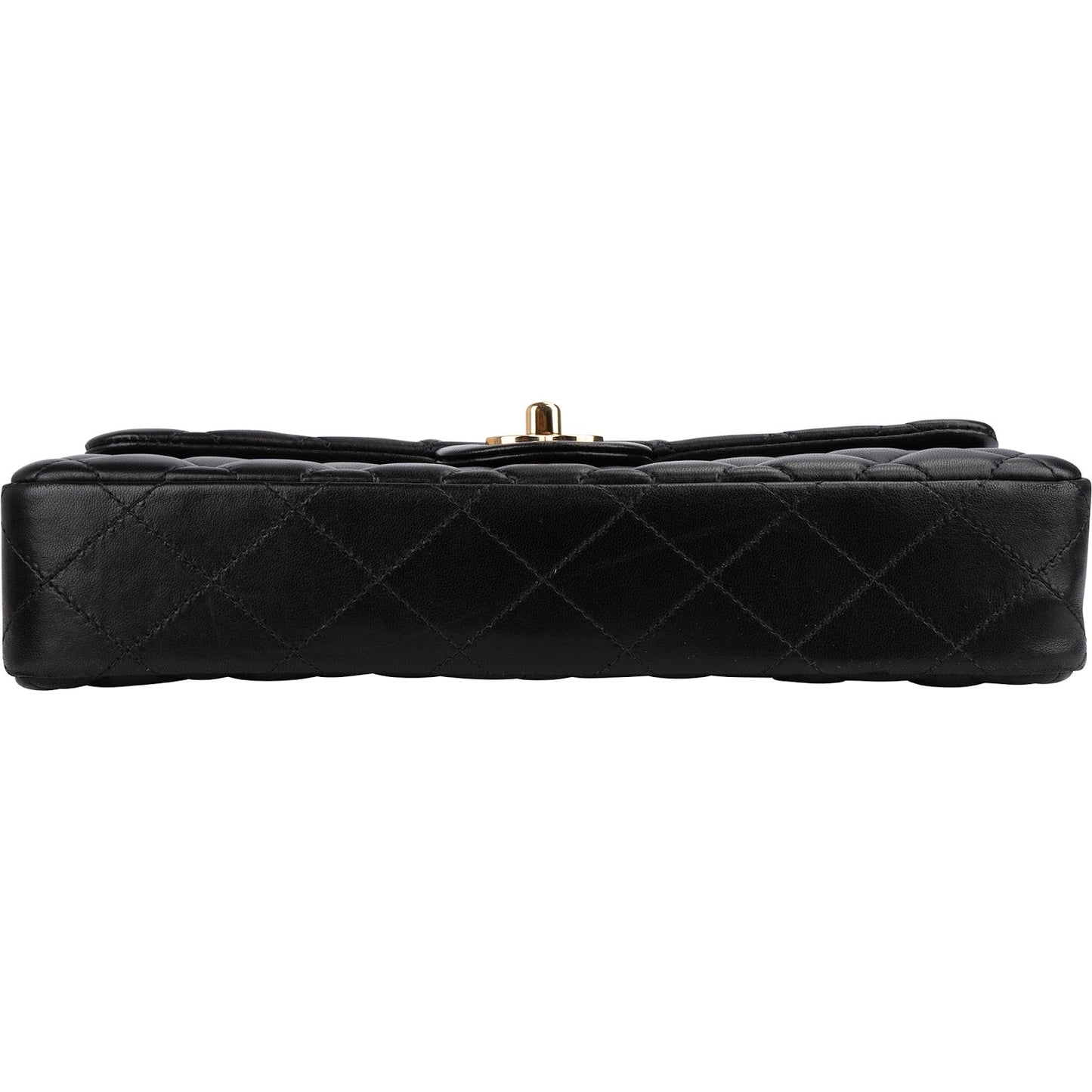 Chanel Quilted Lambskin East West Single Flap Shoulder Bag